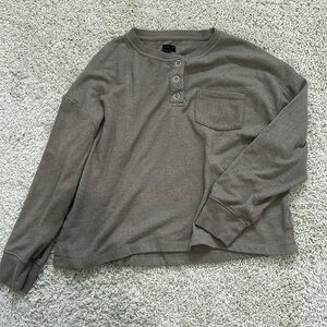Out from Under beige Henley style lightweight sweater